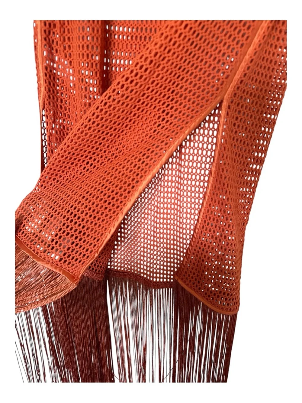 My Beachy Side Camelia Knit Fringe Skirt Cover Up Size Medium NWT Orange Flame